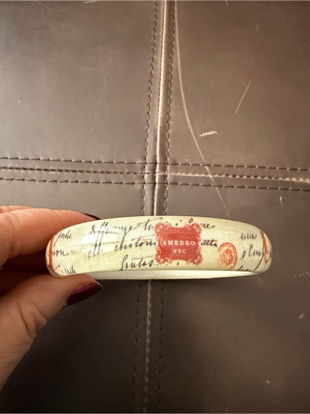 Amedeo NYC Lettera D'Amore Cameo Bangle Bracelet White & Gold